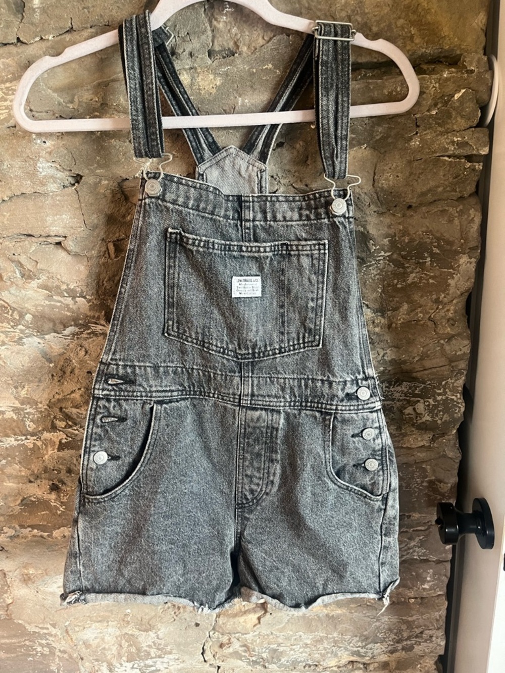 Levi's Gray Acid-Wash Denim Overalls Bib